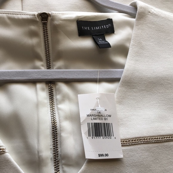 The Limited sleeveless fitted dress ivory color with gold chain detailing, sz 14 - Picture 9 of 9